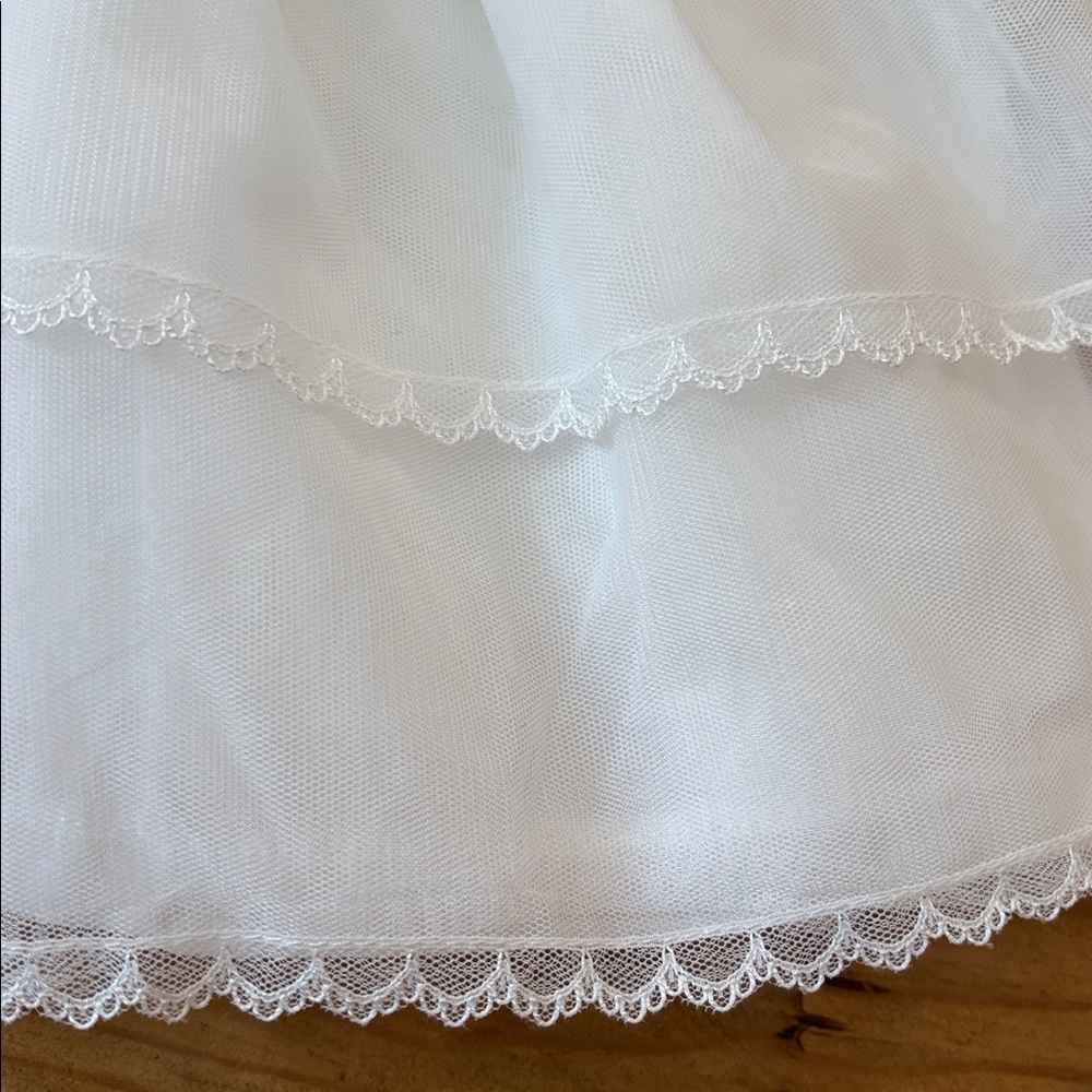 New! MAYORAL 75 White Knit & Woven Layered Dress Ceremony Dress - Picture 4 of 7